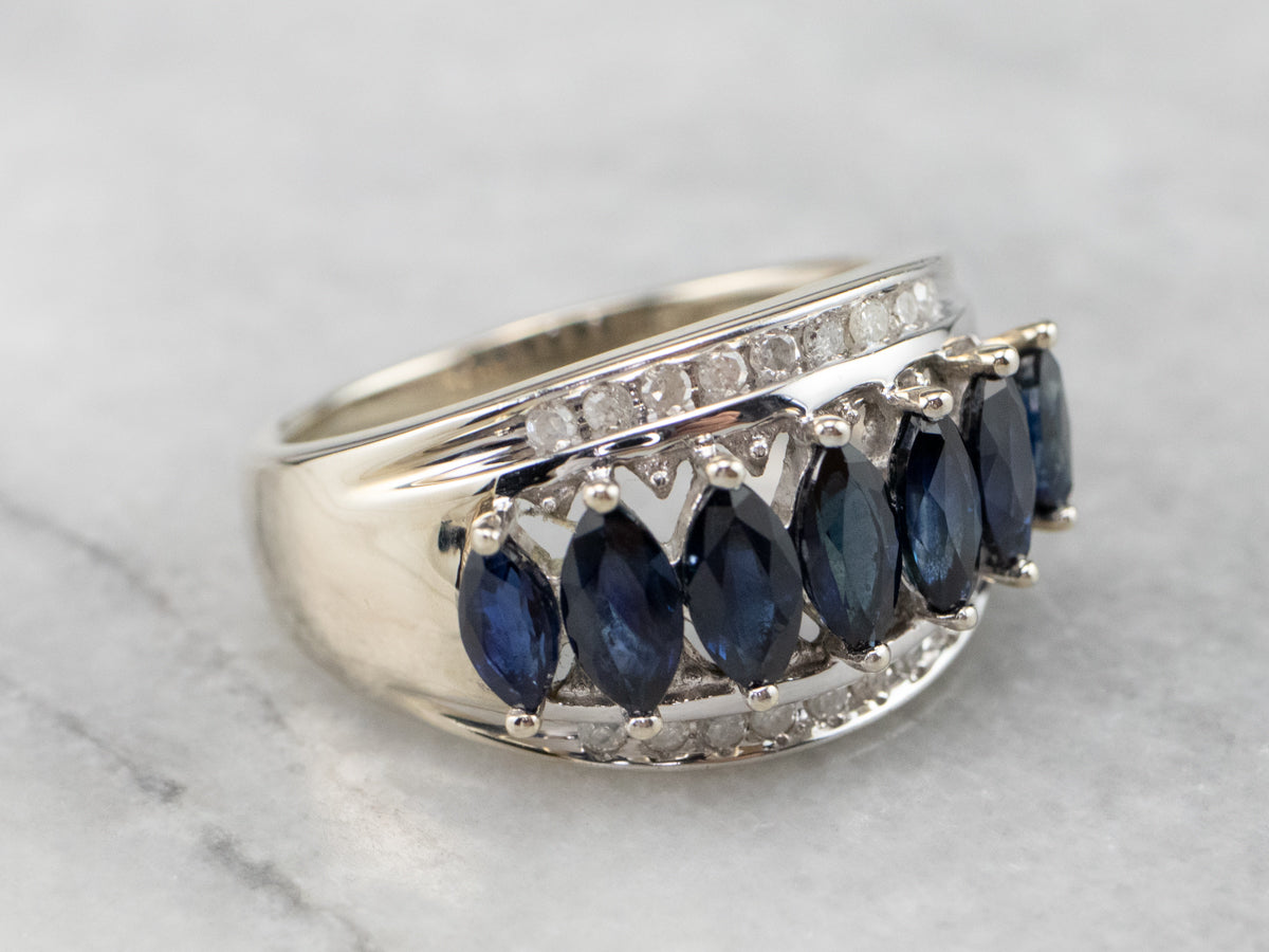 Marquise Sapphire and Diamond Band
