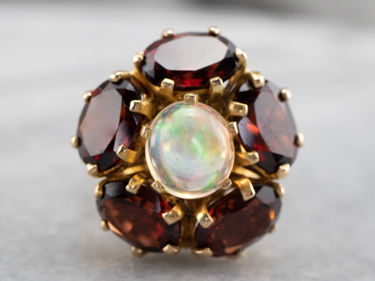 Opal and Garnet Cocktail Ring