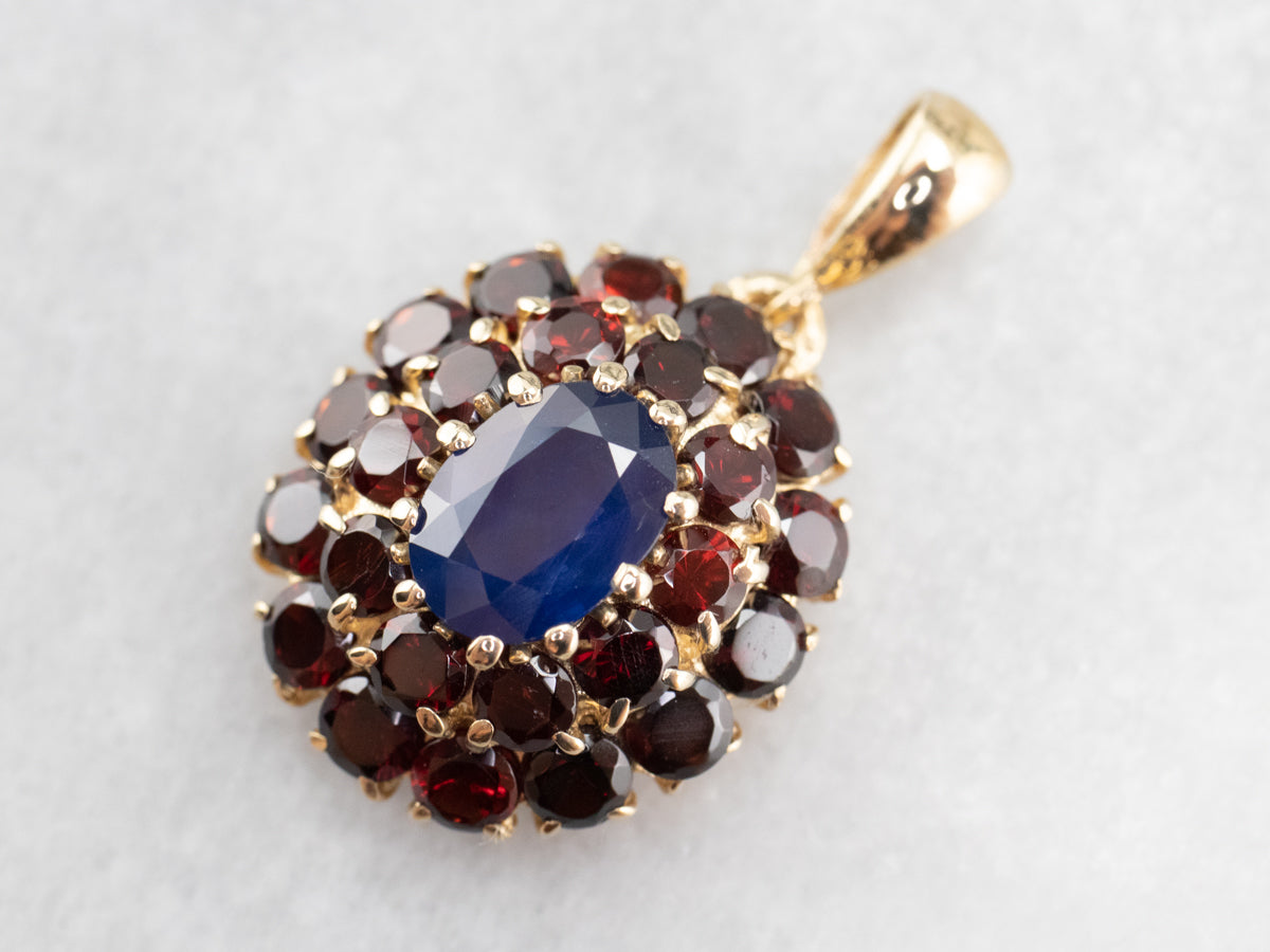 Sapphire and Garnet Cluster Pendant