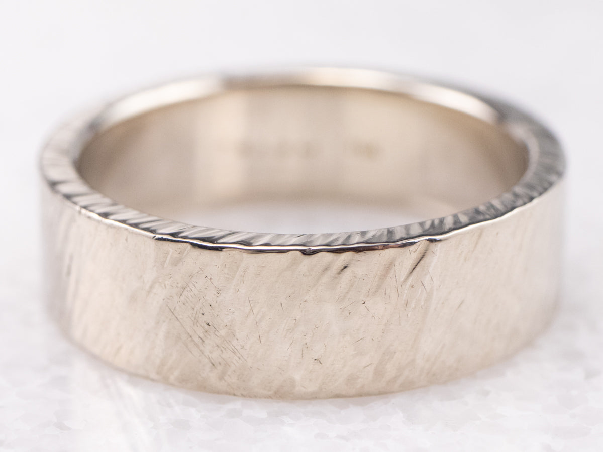 Unisex White Gold Brushed Finish Band