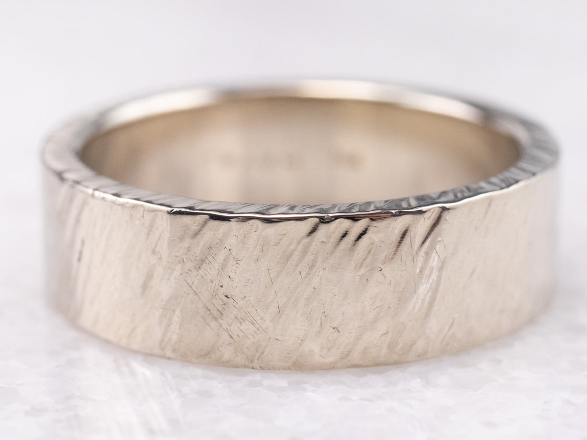 Unisex White Gold Brushed Finish Band
