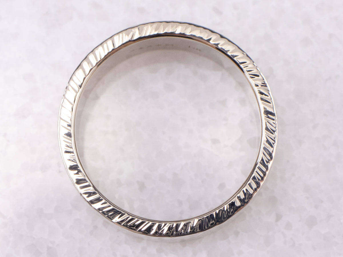 Unisex White Gold Brushed Finish Band
