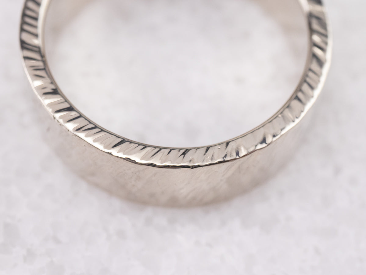 Unisex White Gold Brushed Finish Band