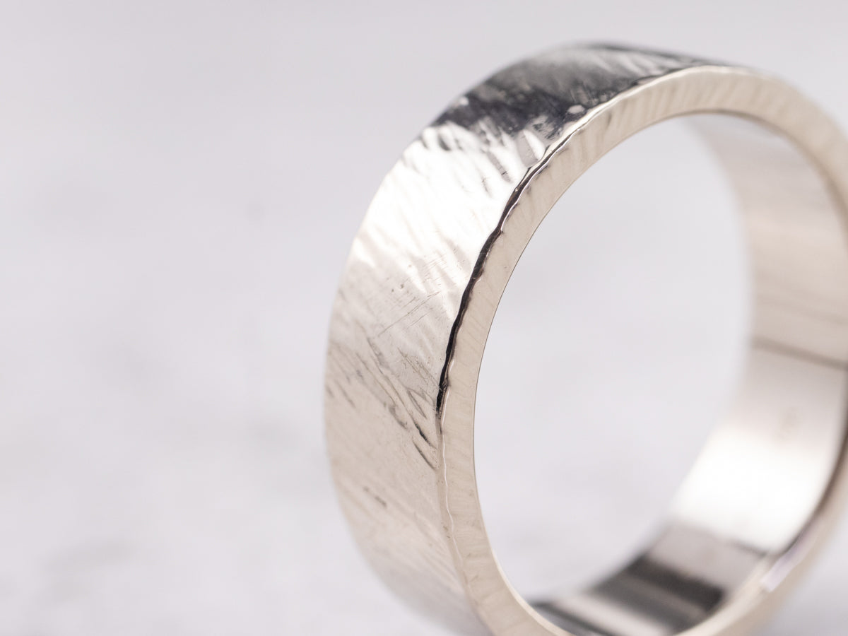 Unisex White Gold Brushed Finish Band
