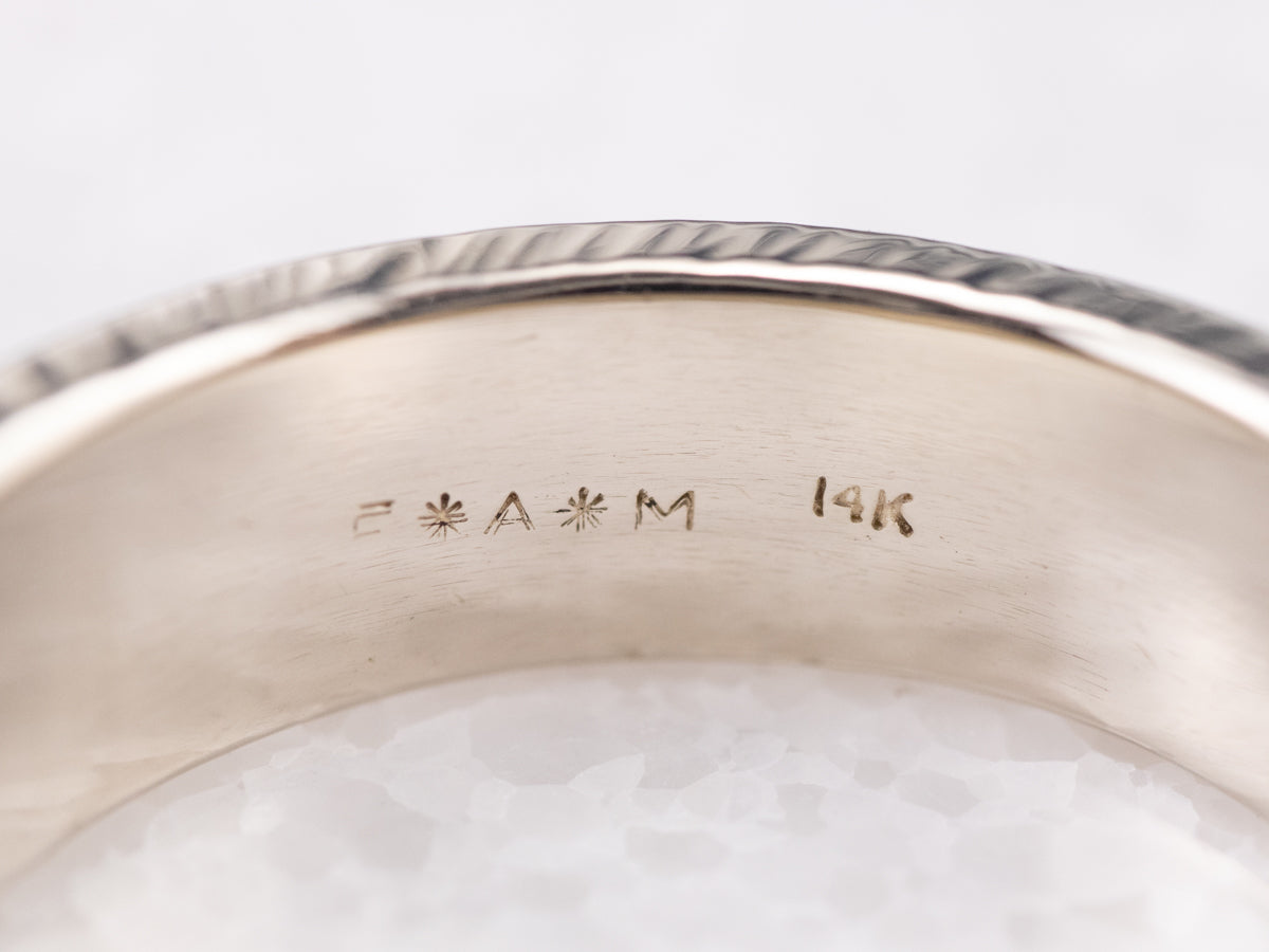 Unisex White Gold Brushed Finish Band