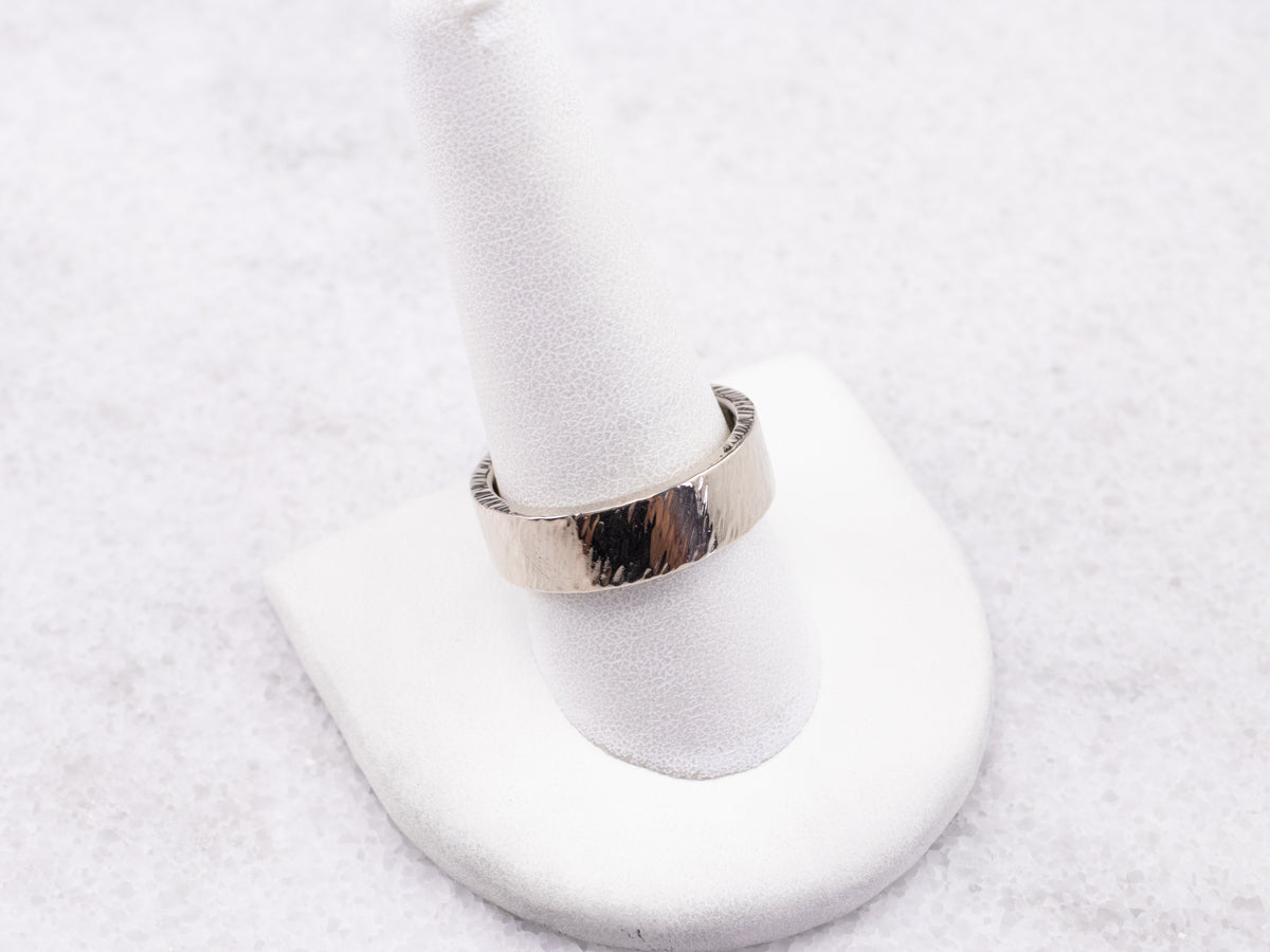 Unisex White Gold Brushed Finish Band