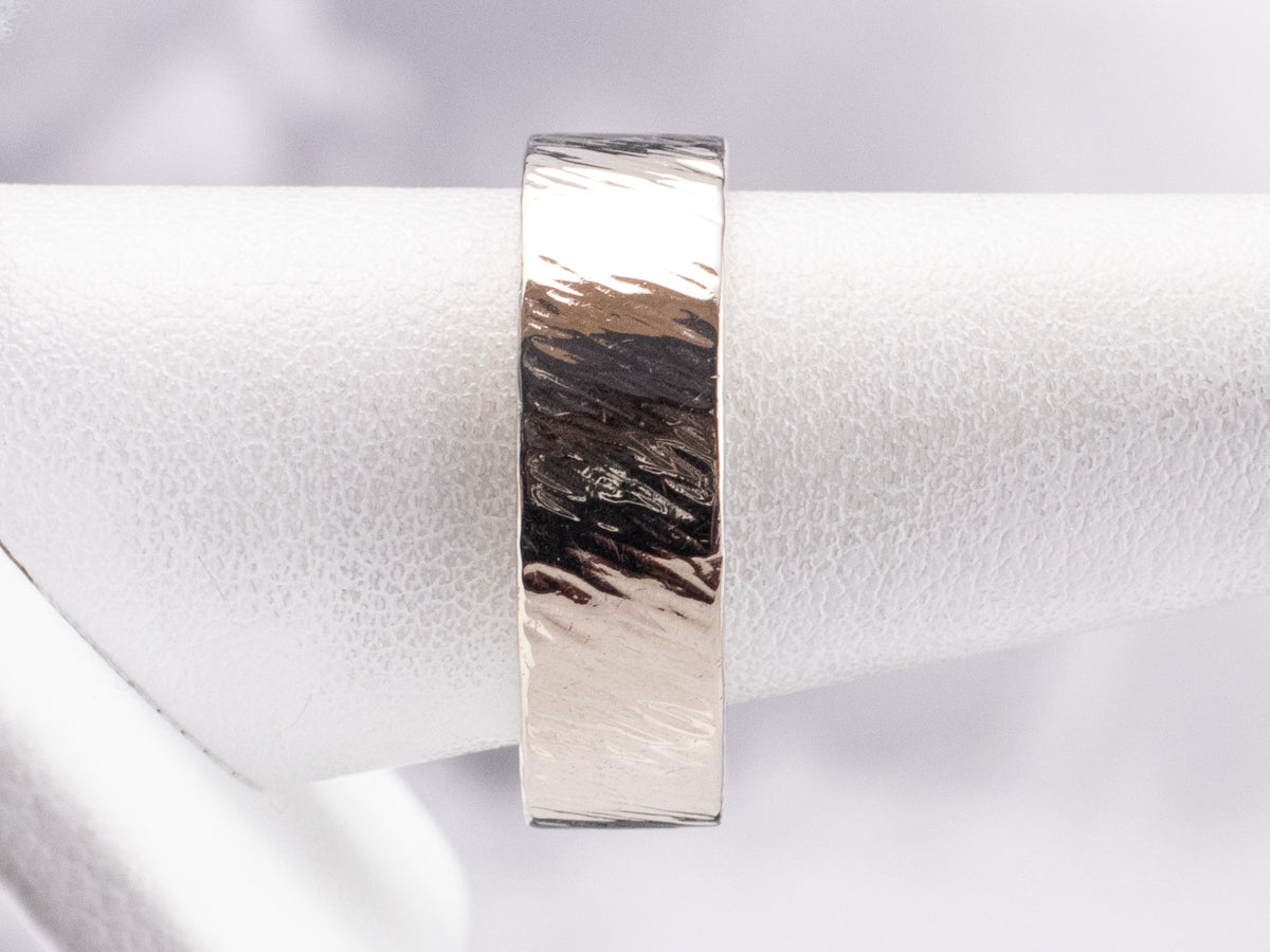 Unisex White Gold Brushed Finish Band