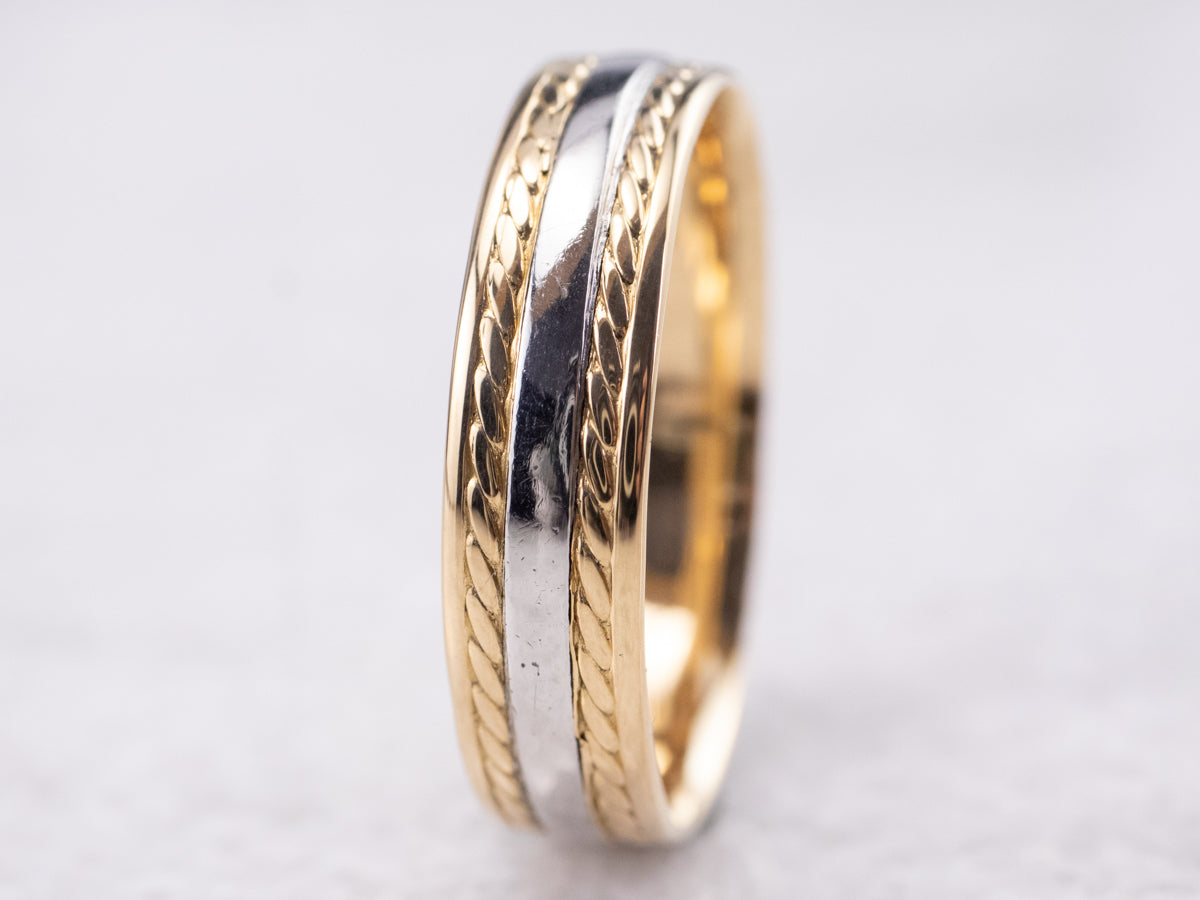 Mixed Metal Nautical Rope Twist Band