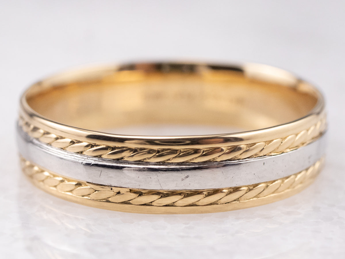 Mixed Metal Nautical Rope Twist Band