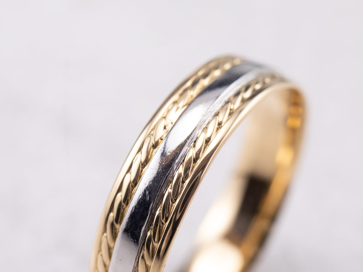 Mixed Metal Nautical Rope Twist Band