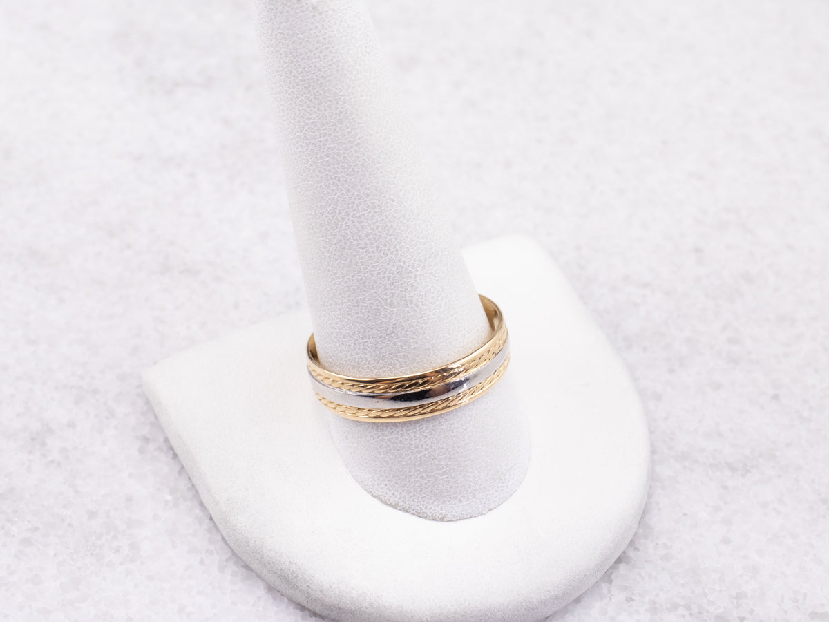 Mixed Metal Nautical Rope Twist Band