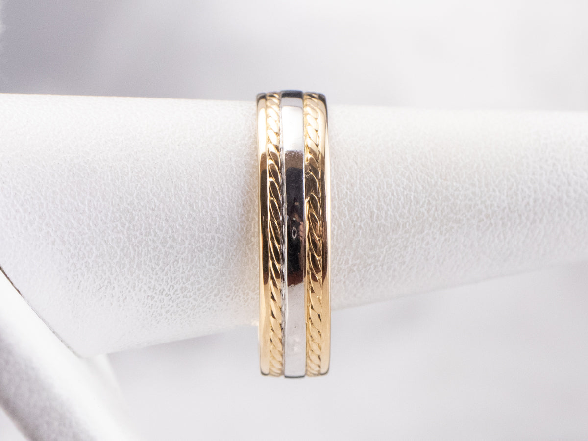 Mixed Metal Nautical Rope Twist Band