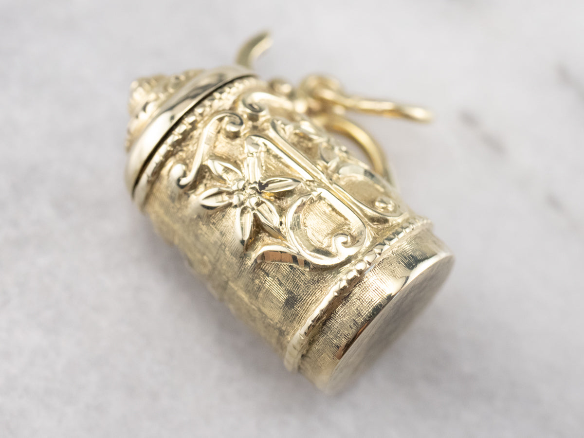 Green Gold Vintage Beer Stein Charm Pendant