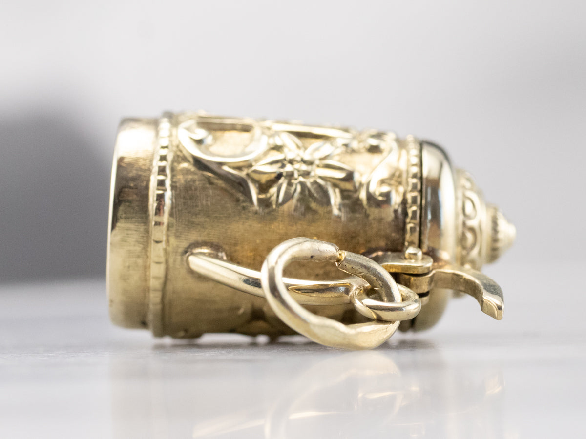 Green Gold Vintage Beer Stein Charm Pendant