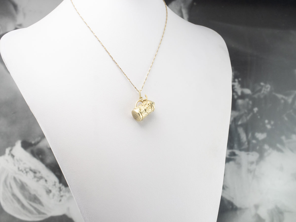 Green Gold Vintage Beer Stein Charm Pendant