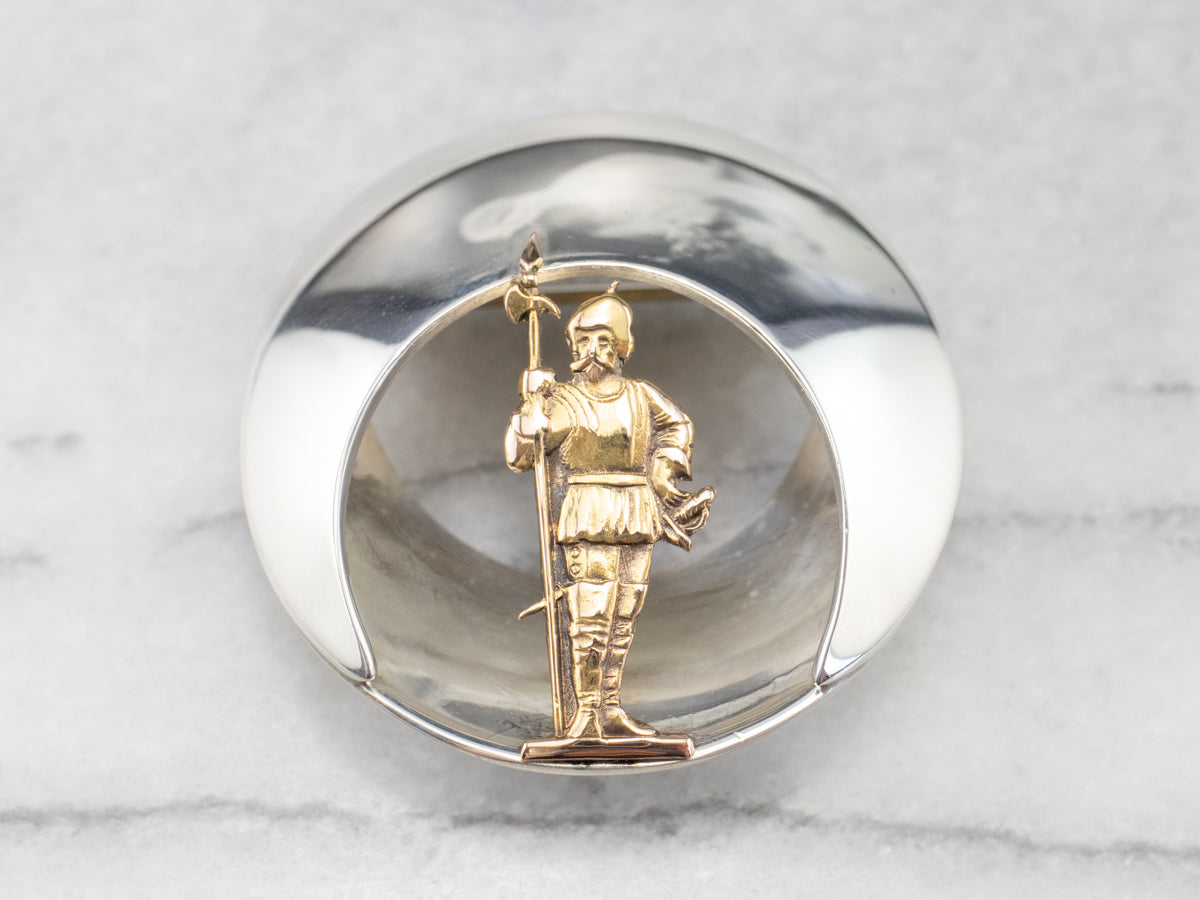 Mix Metal Spanish Conquistador Brooch