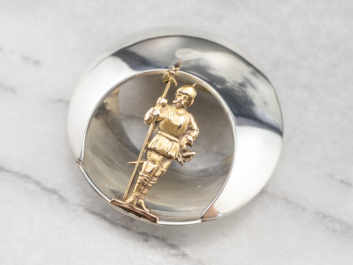 Mix Metal Spanish Conquistador Brooch