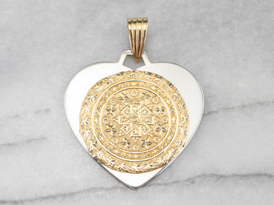 Ornate Silver and Gold Mix Metal Pendant
