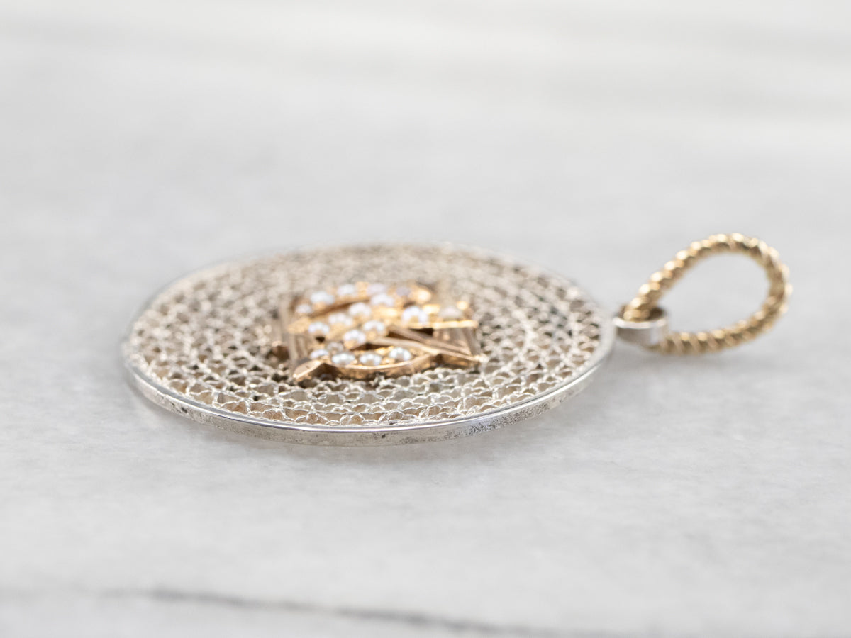 Mixed Metal Seed Pearl Pendant