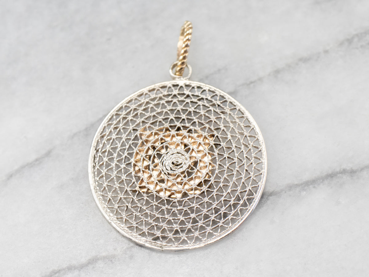 Mixed Metal Seed Pearl Pendant