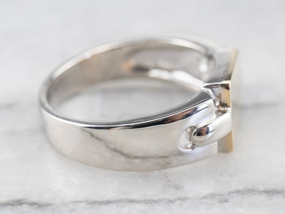 Unisex Platinum and Gold Signet Ring