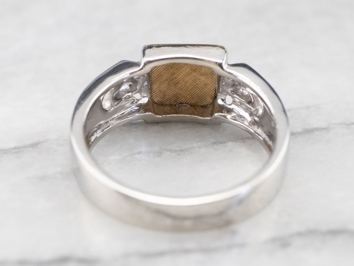 Unisex Platinum and Gold Signet Ring