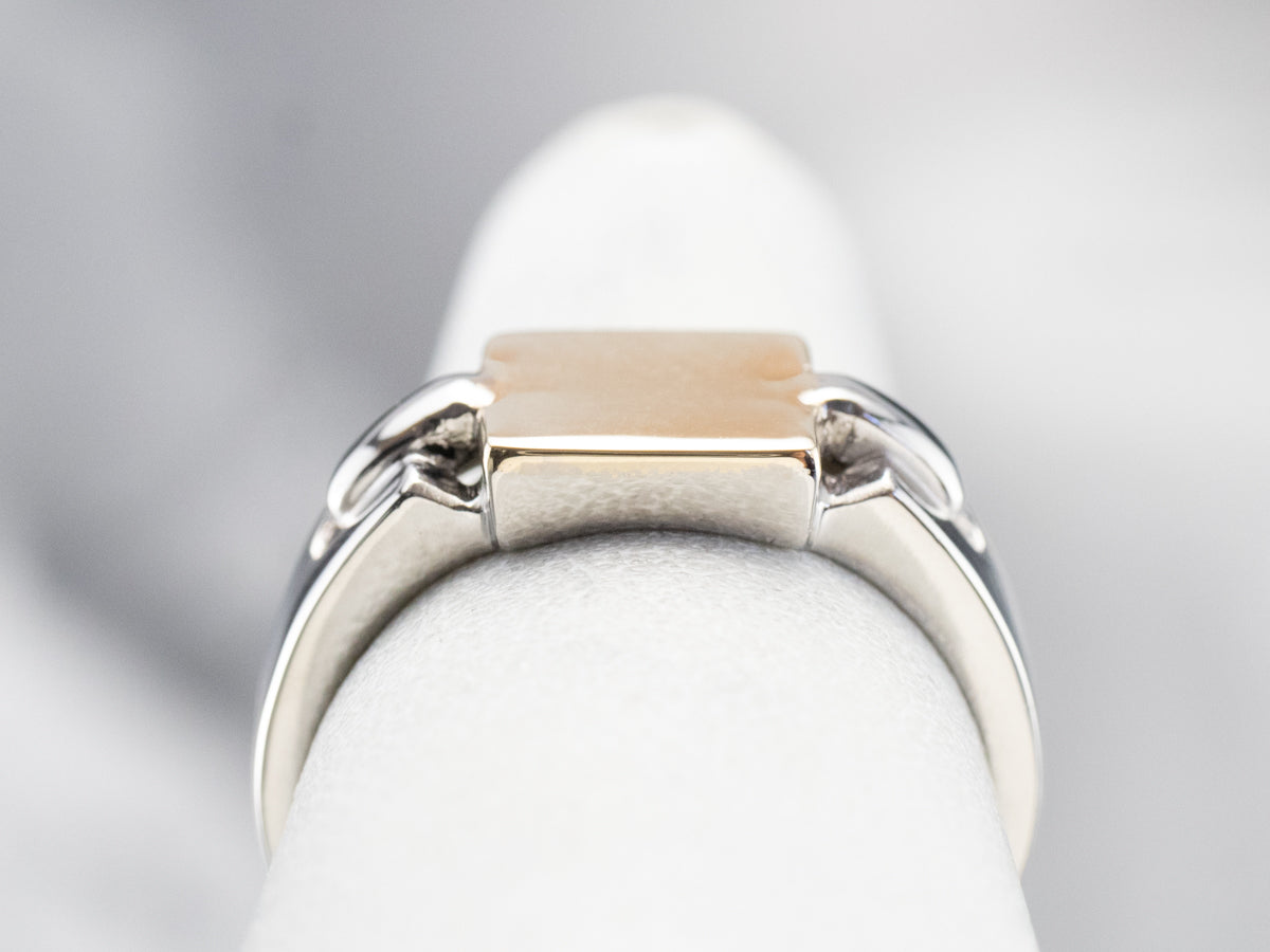 Unisex Platinum and Gold Signet Ring