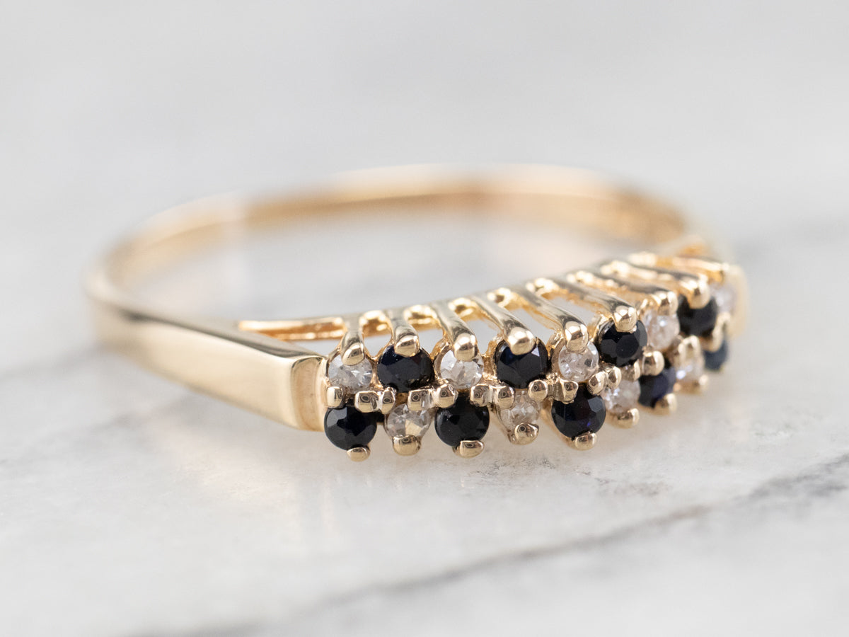 Sapphire Diamond and Gold Band