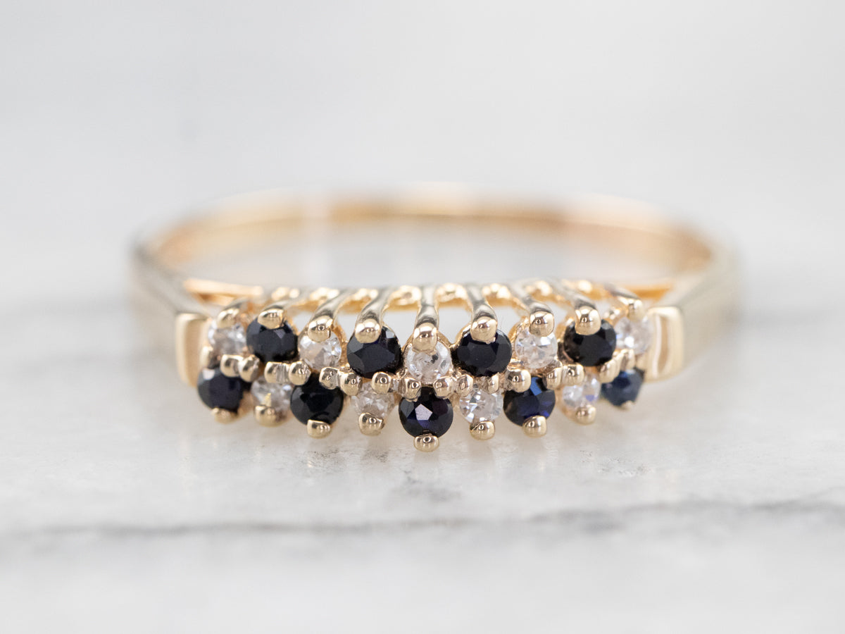 Sapphire Diamond and Gold Band
