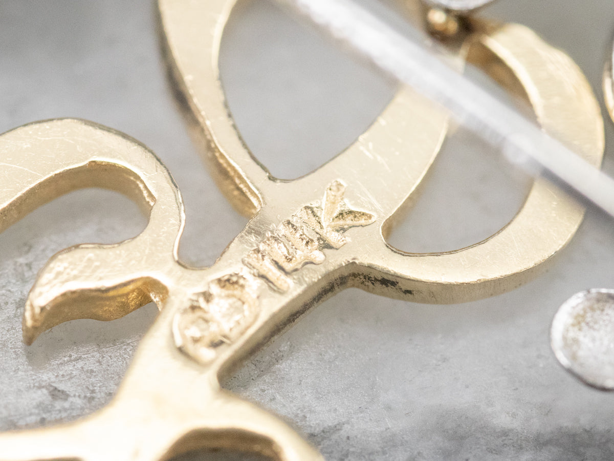 Onyx Silver and Gold "L" Signet Pin