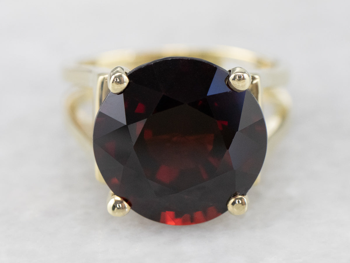 High Profile Pyrope Garnet Gold Statement Ring