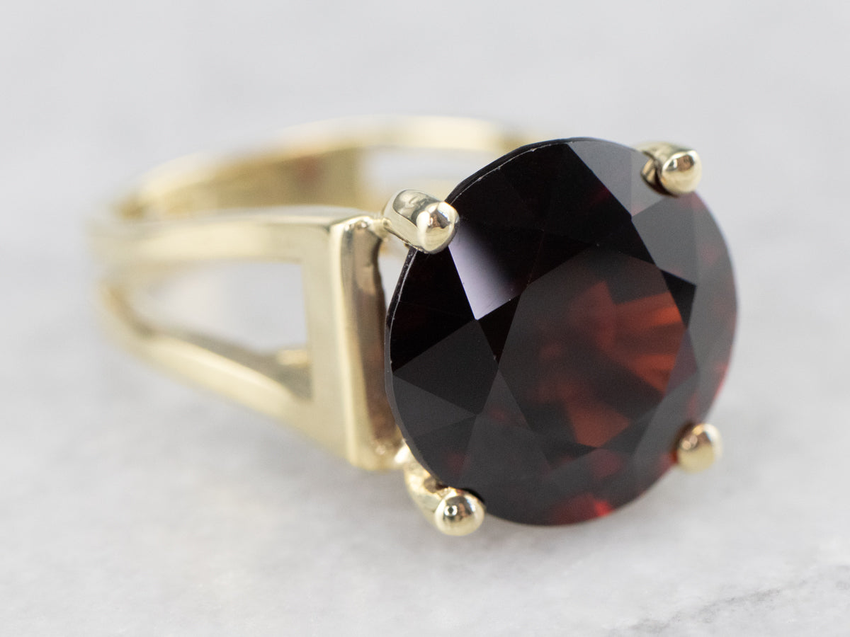 High Profile Pyrope Garnet Gold Statement Ring