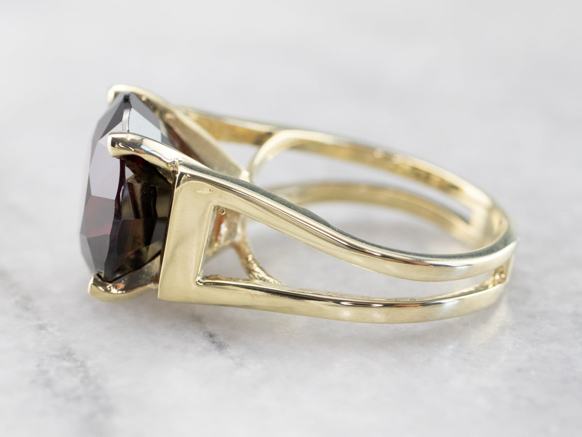 High Profile Pyrope Garnet Gold Statement Ring