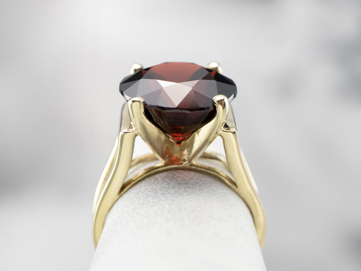 High Profile Pyrope Garnet Gold Statement Ring