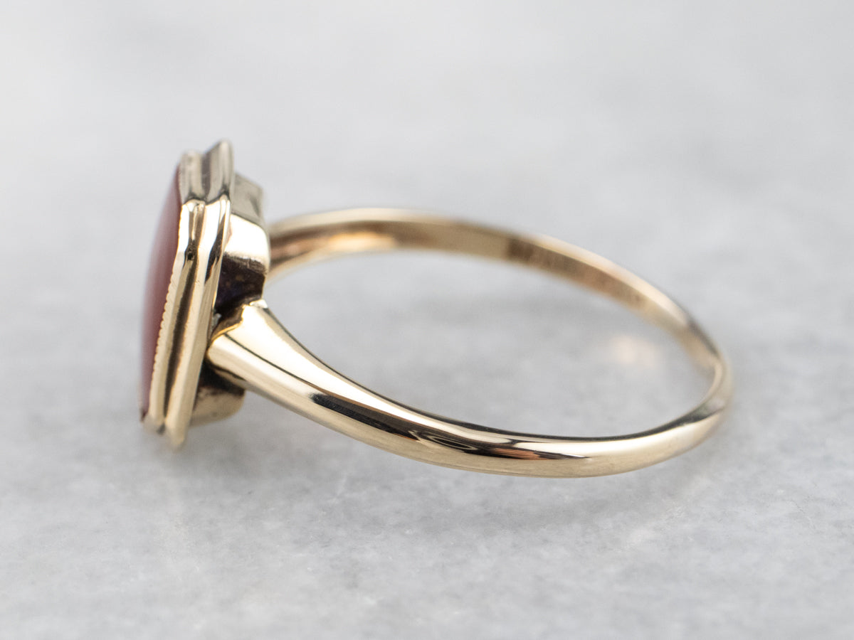 Retro Bezel Set Carnelian Gold Solitaire Ring