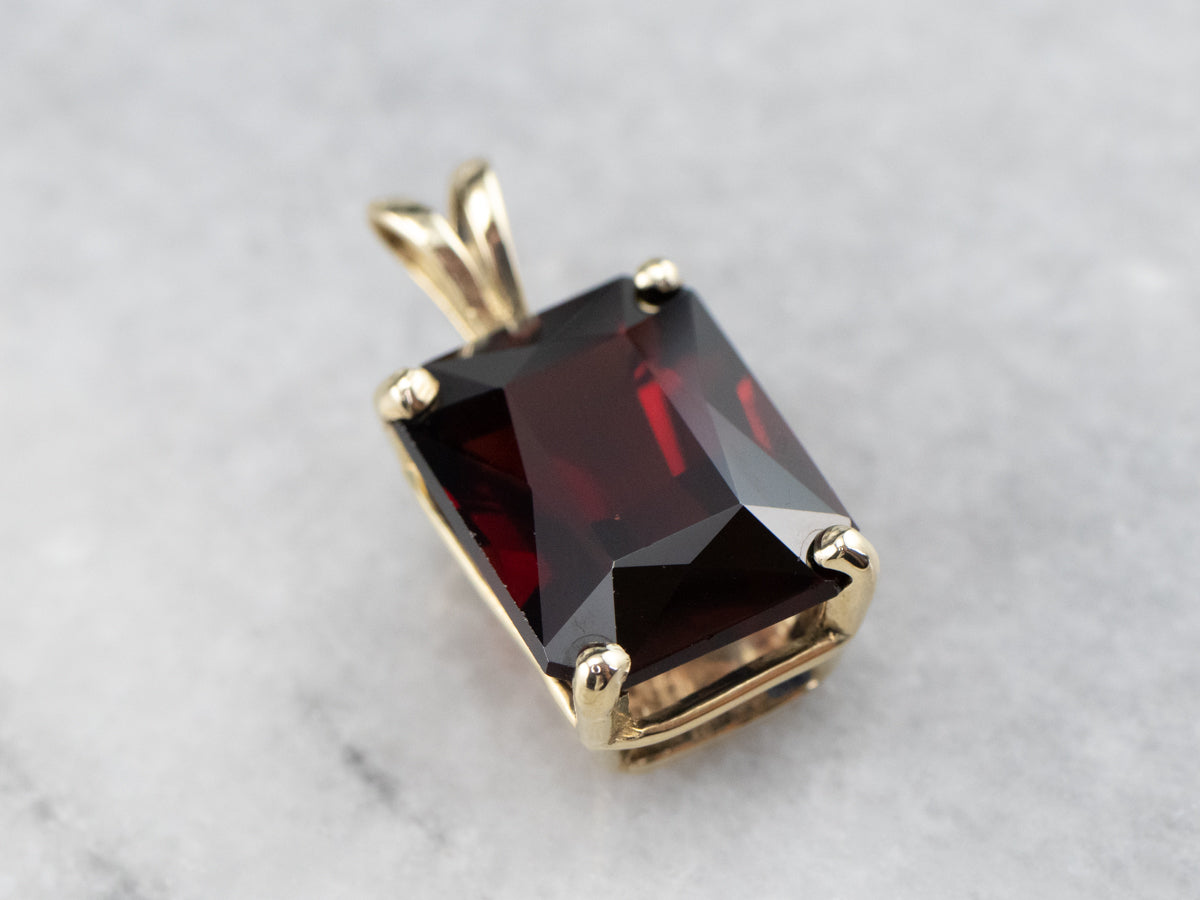 Emerald Cut Garnet Gold Pendant