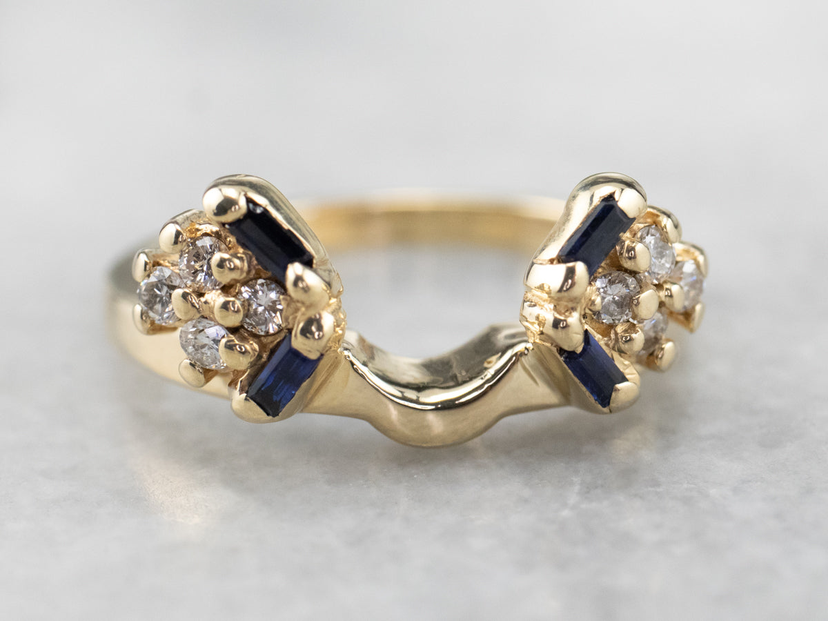 Sapphire Diamond Yellow Gold Enhancer Stacking Band