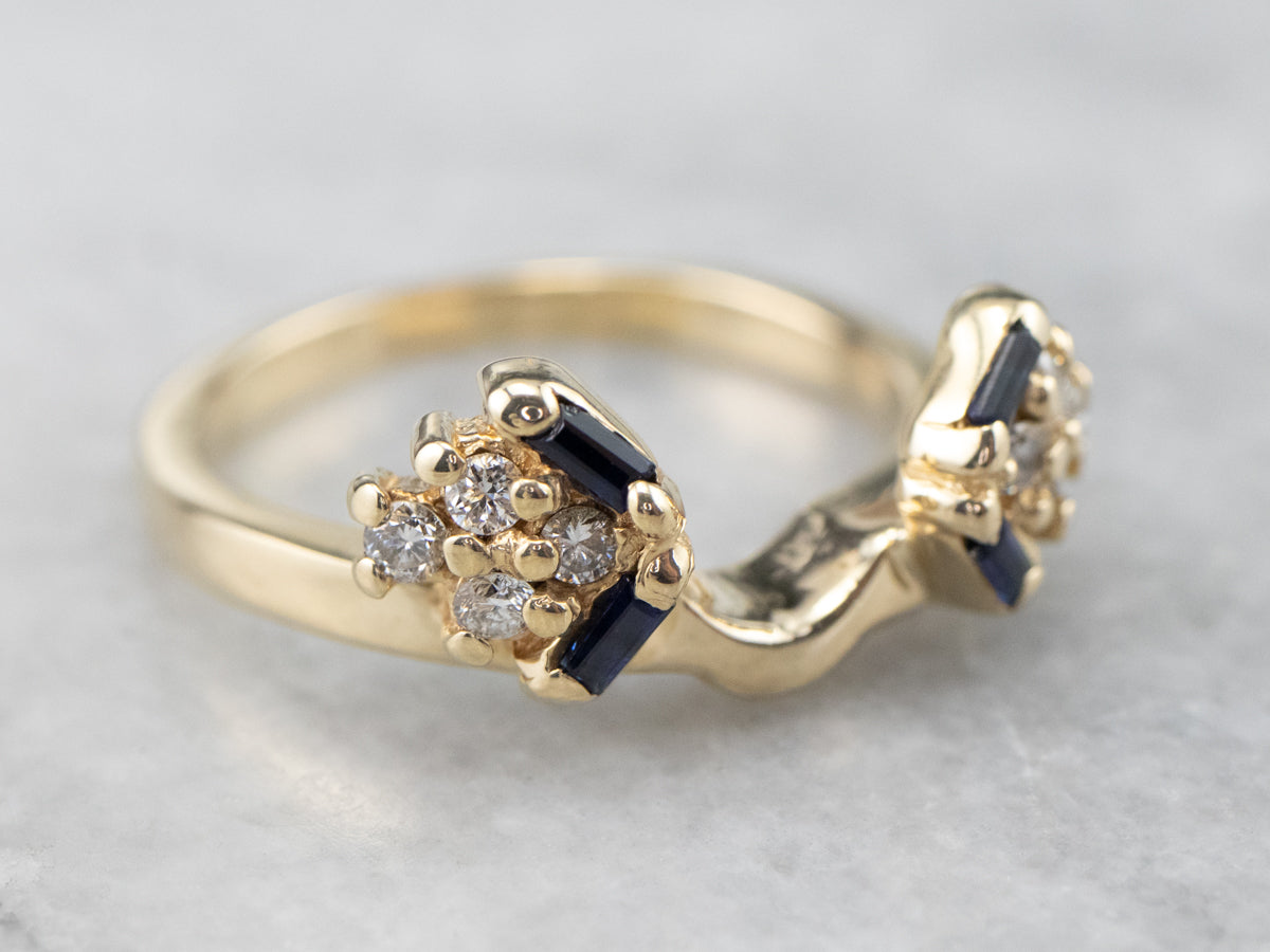 Sapphire Diamond Yellow Gold Enhancer Stacking Band