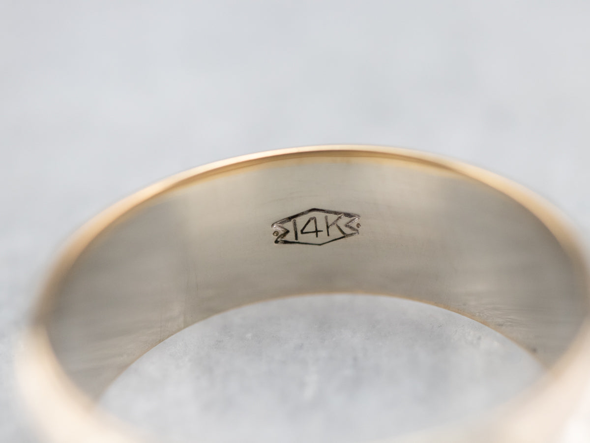 Two Tone 14K Gold Patterned Band