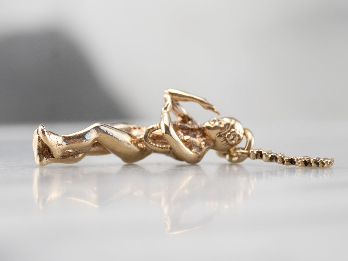 14K Gold Dancing Hula Girl Hawaii Charm