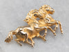 Vintage Running Horses 14K Gold Brooch
