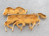 Vintage Running Horses 14K Gold Brooch