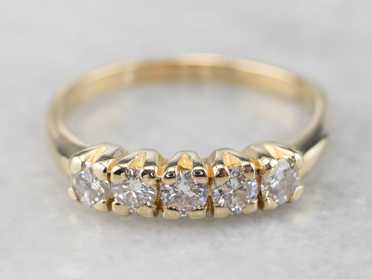 Five Diamond 14K Gold Wedding Band