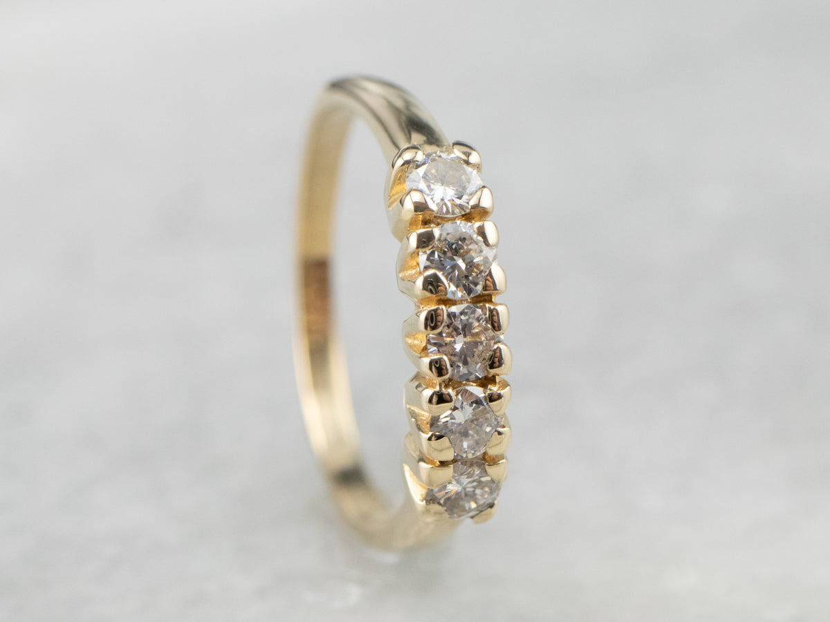 Five Diamond 14K Gold Wedding Band