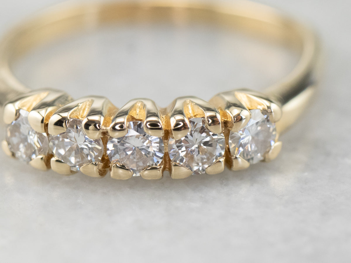 Five Diamond 14K Gold Wedding Band