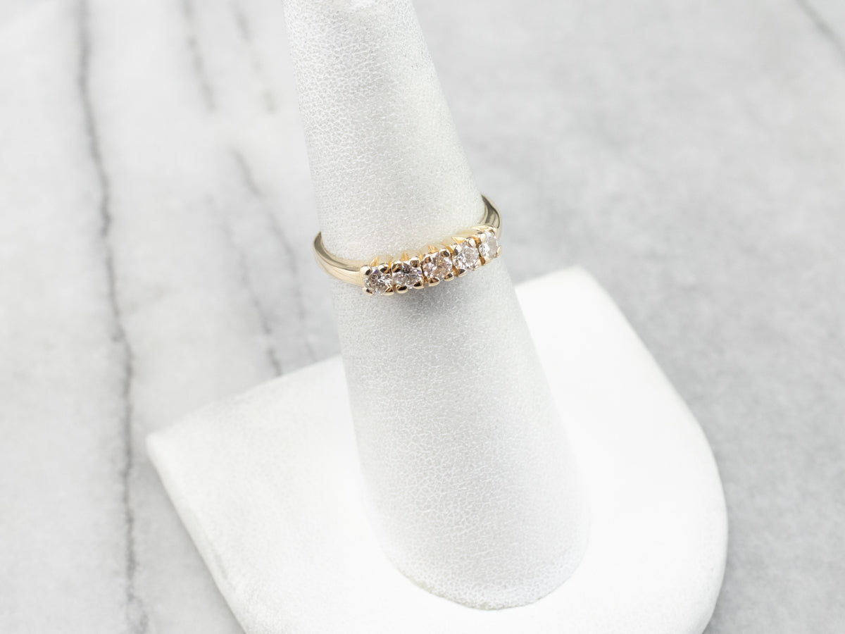 Five Diamond 14K Gold Wedding Band