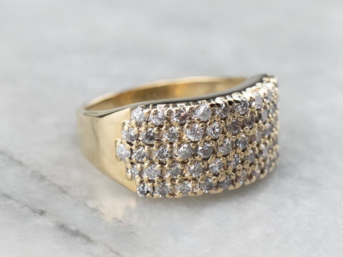 Diamond Gold Wide Statement Band