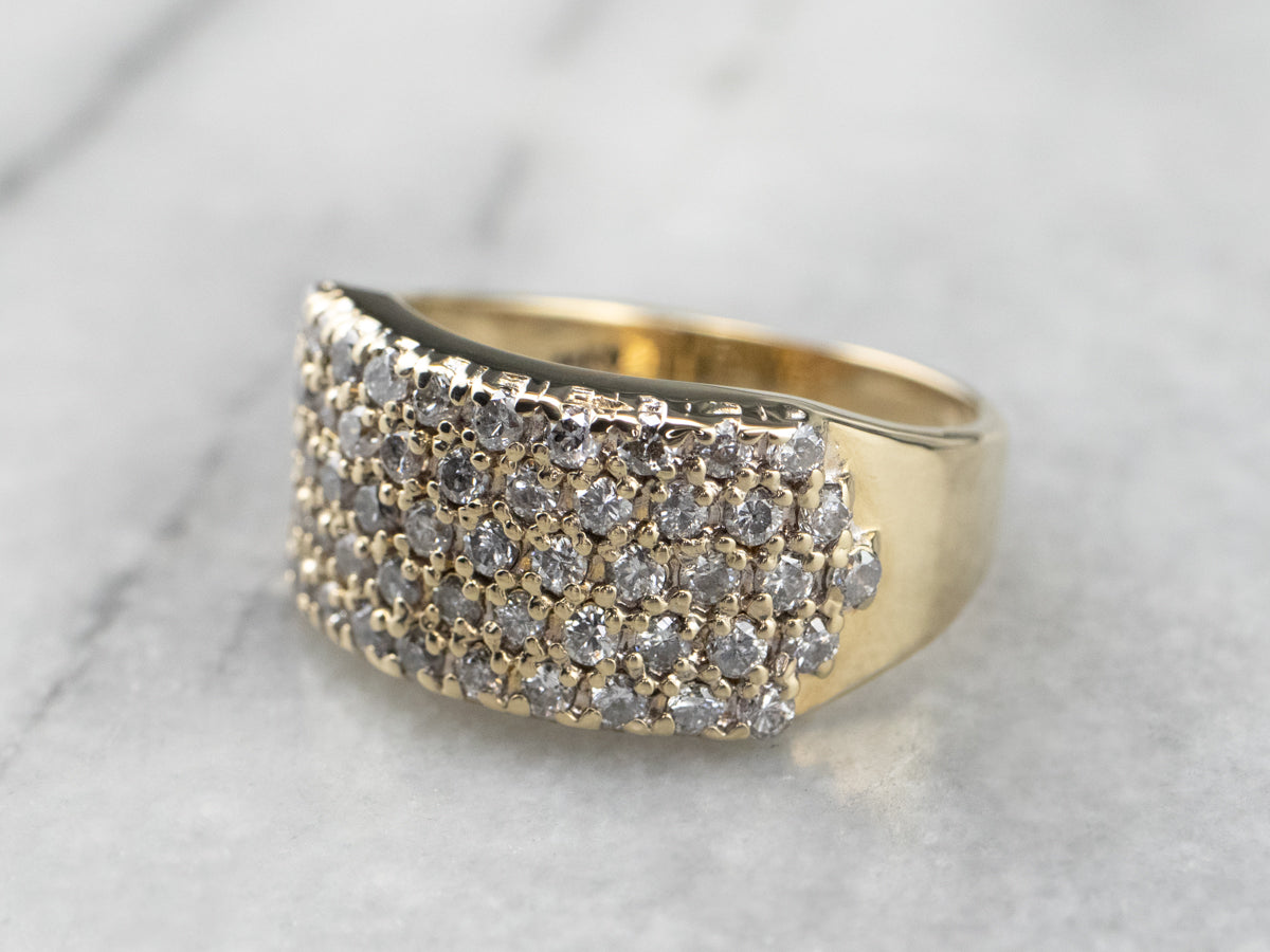 Diamond Gold Wide Statement Band