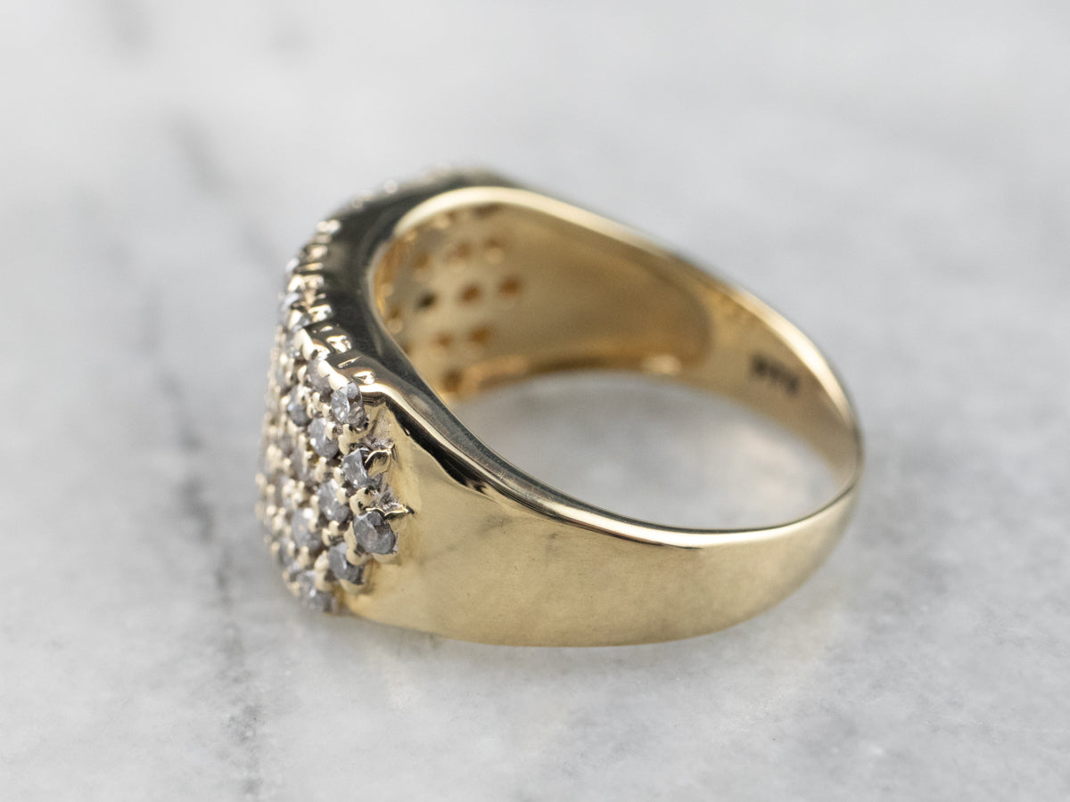 Diamond Gold Wide Statement Band