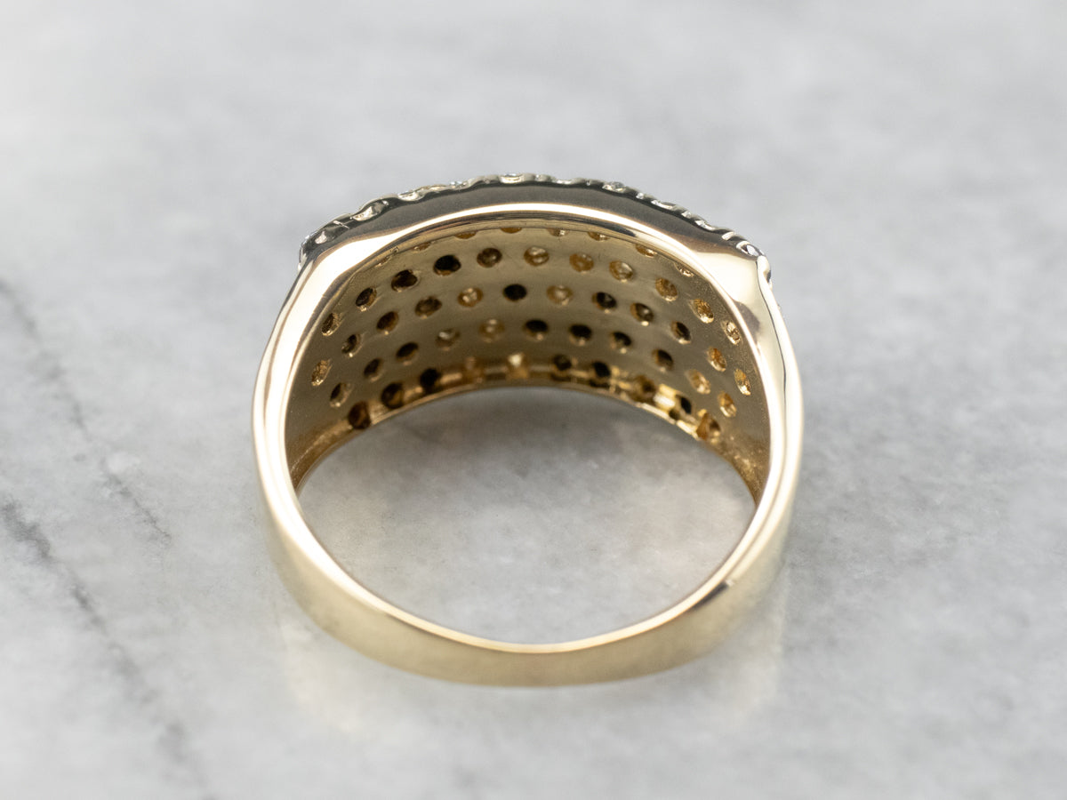 Diamond Gold Wide Statement Band
